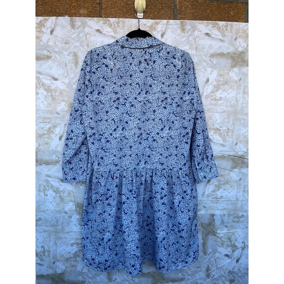 Tuckernuck Hayes Blue Hydrangeas Button Front Shirt Dress size large - Picture 2 of 12